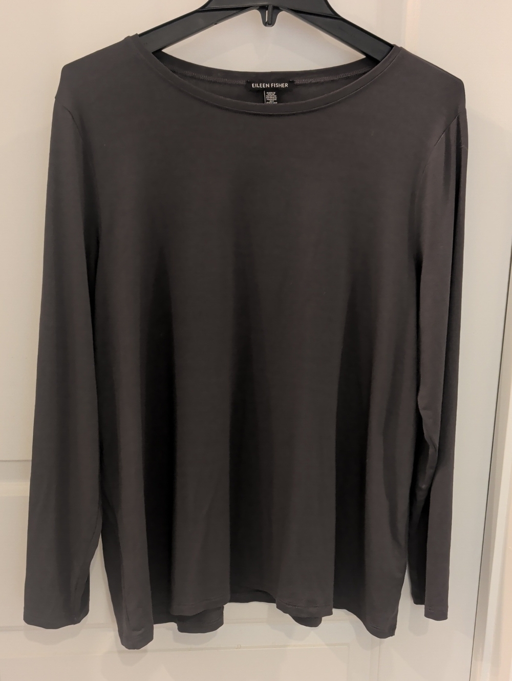 Eileen Fisher Long-Sleeve T Shirt — Charcoal Gray Elevated Basic Layer